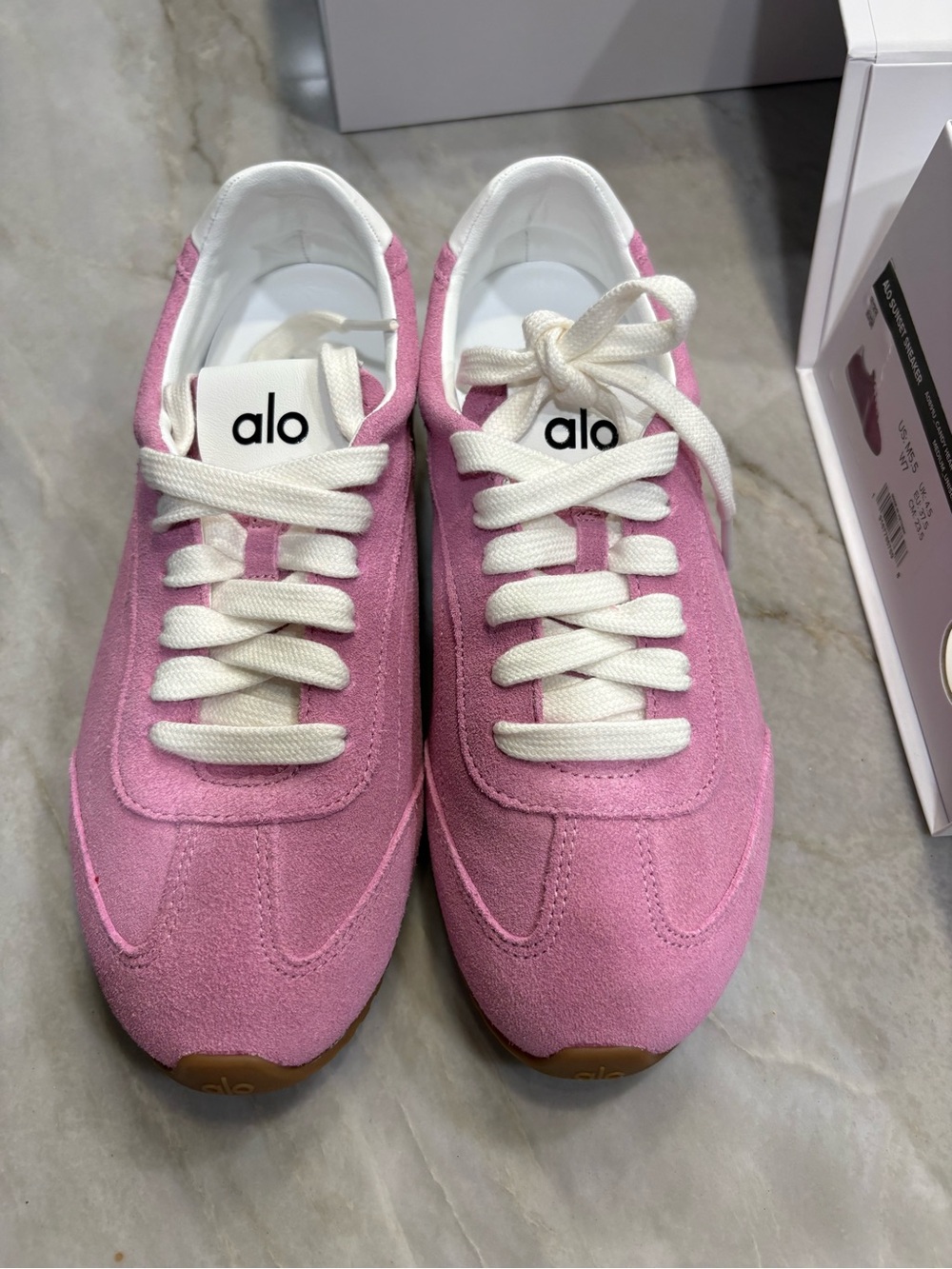 ALO Yoga Women's Pink Suede Lace-Up Sneakers